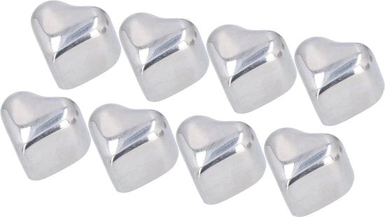 Cubo di Raffreddamento per Whisky 8 Pezzi a Forma di Cuore in Acciaio Inox - Roccia di Raffreddamento per Whisky Reutilizzabile - Raffreddatore di Vino per Bar e Casa