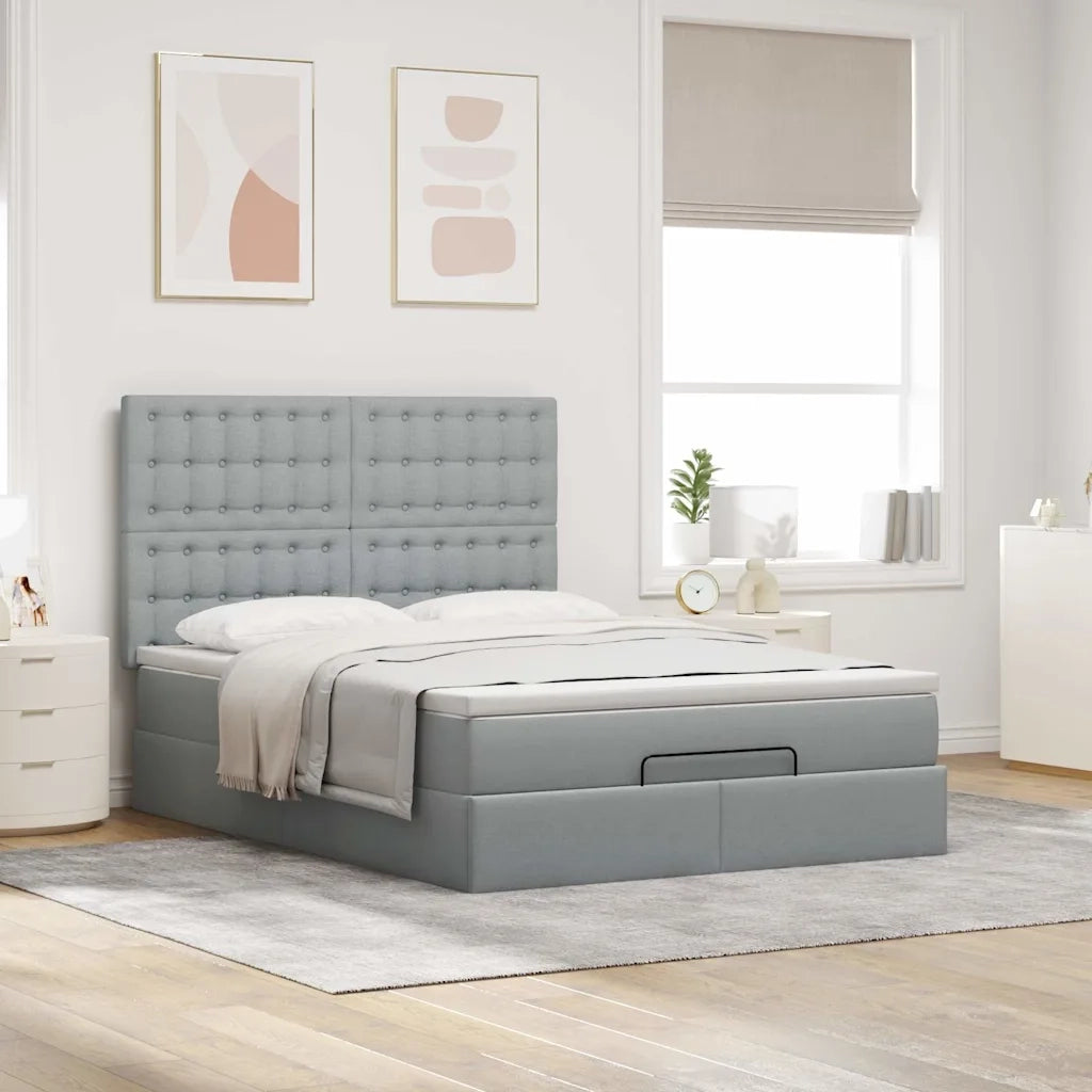 Struttura Letto Pouf con Materasso 140x200 cm in Tessuto 3314176