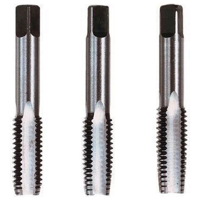 Vigor 4134012 Maschi a Mano Set 3 Pezzi Acciaio HSS Passo Grosso 12x1.75 mm