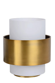 Lampada da tavolo Lucide Firmin vetro bianco oro E27