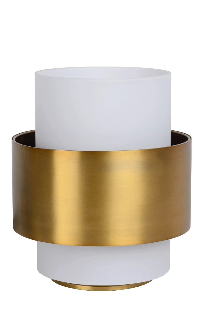 Lampada da tavolo Lucide Firmin vetro bianco oro E27