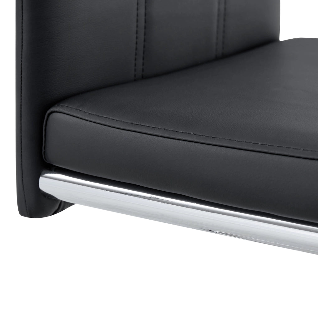 Sedia da Pranzo Moderna Nera in PU e Metallo con Design Ergonomico
