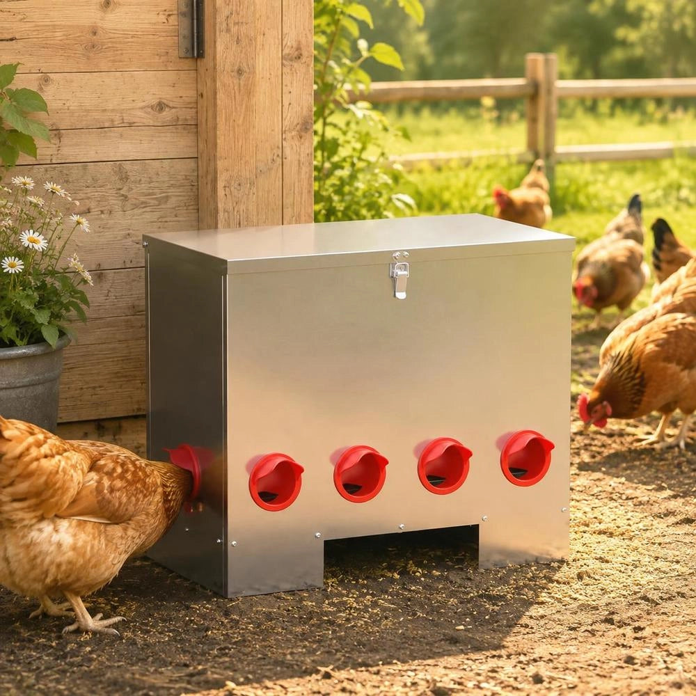 Feeder Per Pollo 2 Argento 60.5 X 29 X 51 Cm 25 Kg