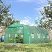Serra a tunnel begehbar 590 x 300 x 200 cm con struttura in acciaio, copertura in plastica, porta con zip e finestre