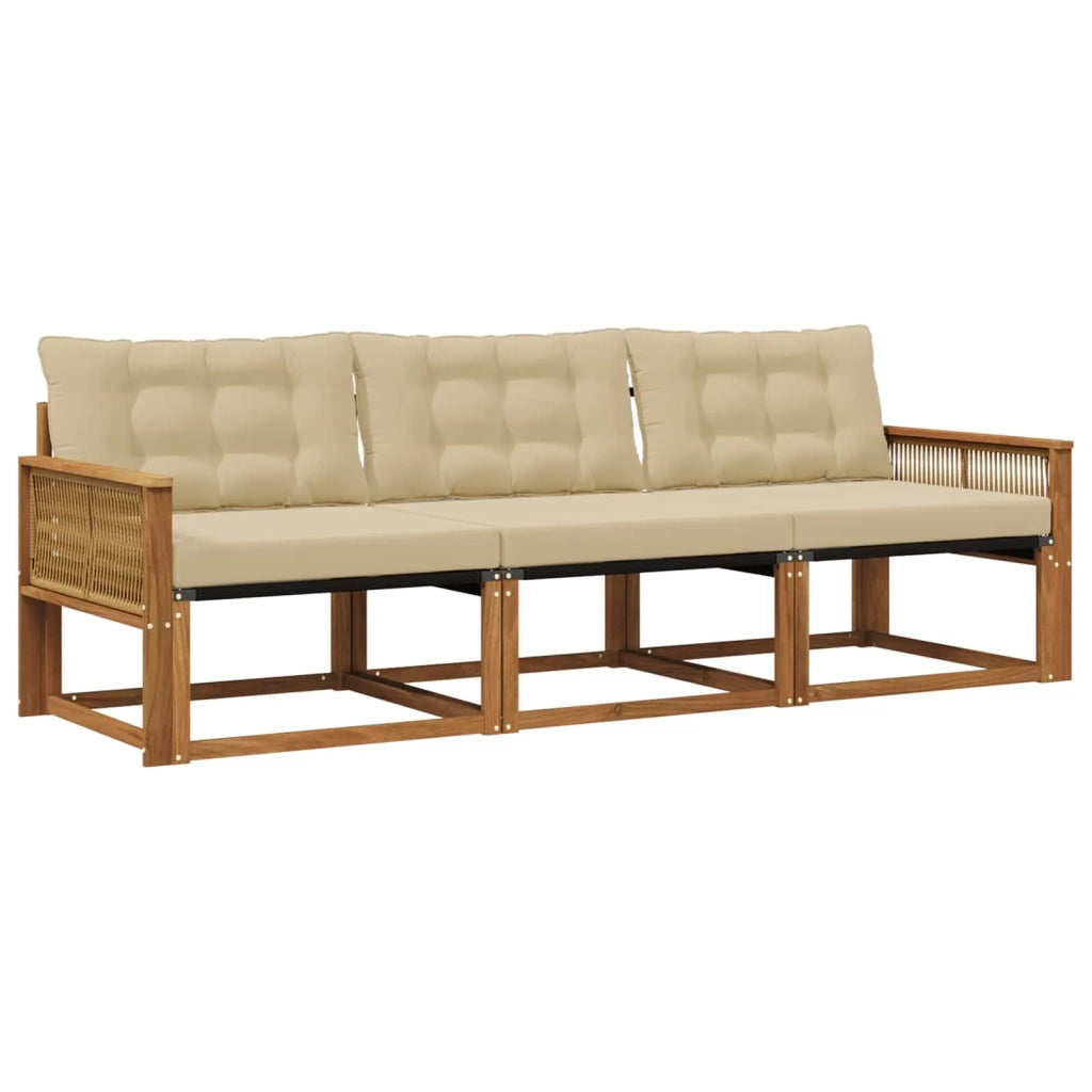 Set di divani da esterno 3 pz Naturale e Beige 3381221