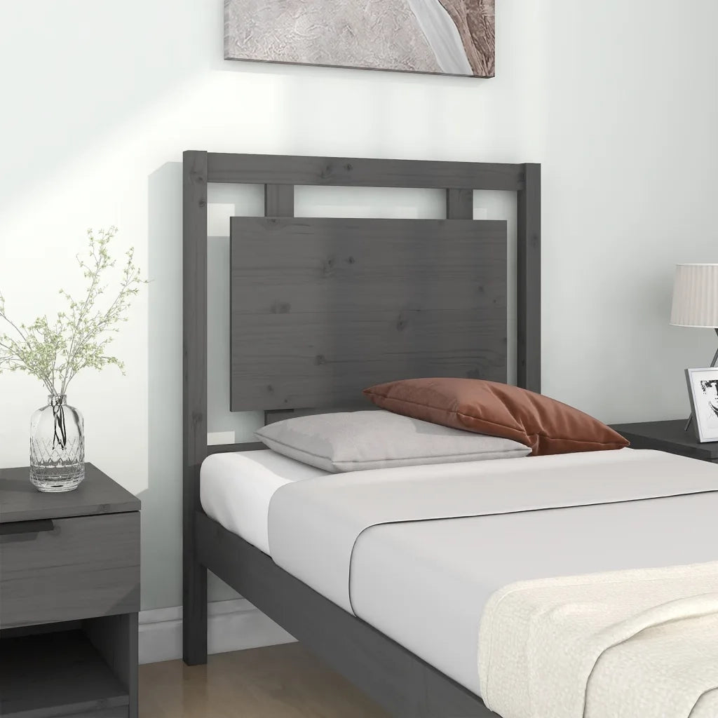Testiera | Testata per Letto Grigia 80,5x4x100 cm Legno Massello di Pino