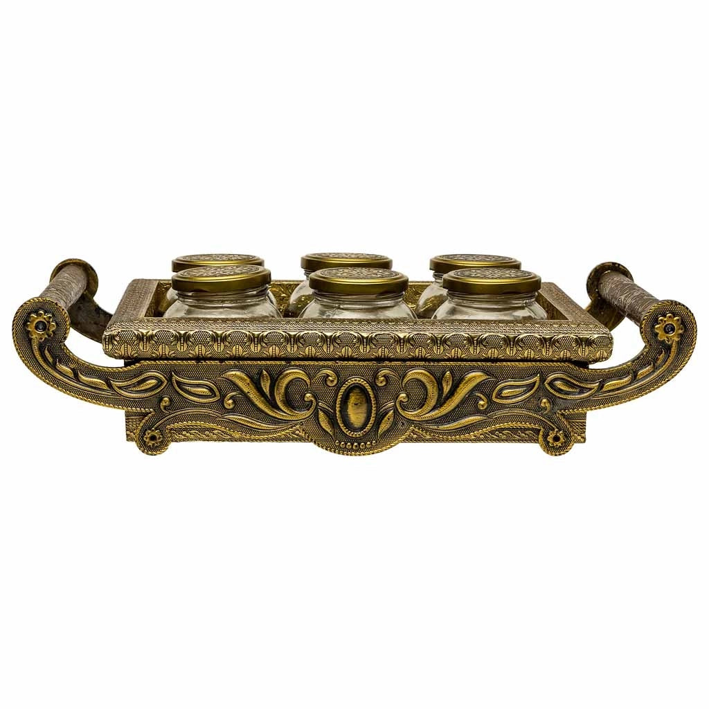 Vassoio in metallo goffrato color rame 46x26x7h