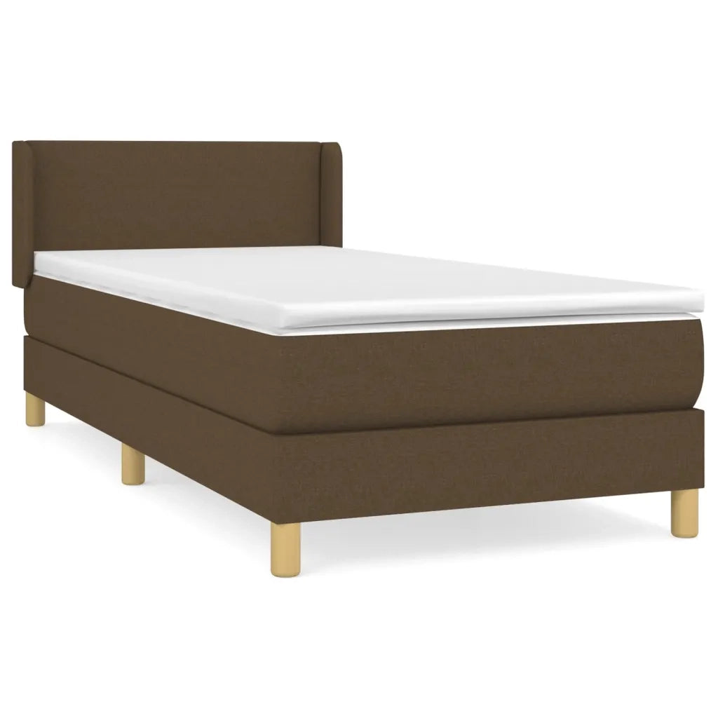 Giroletto a Molle con Materasso Marrone Scuro 80x200 cm Tessuto