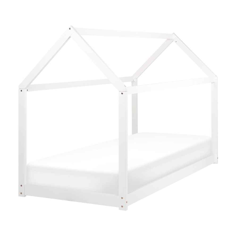 Letto a casetta per bambini in legno di pino bianco UE misura singola 90 x 200 cm con telaio a doghe letto per bambini piccoli