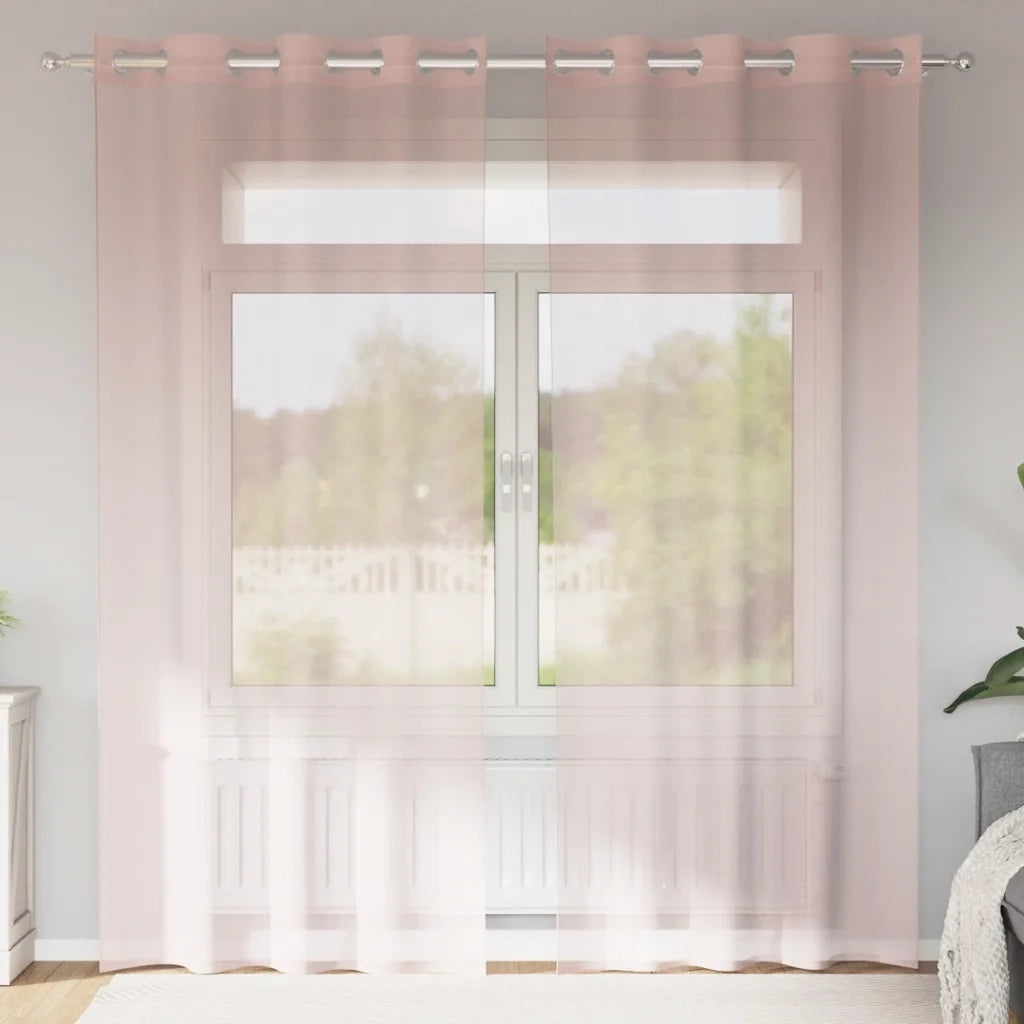Tende in Voile con Occhielli 2 pz Rosa Chiaro 140x245 cm 4102086