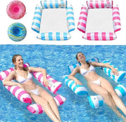 Materasso gonfiabile per piscina con 2 contenitori gonfiabili per bicchieri, 4-in-1 materasso galleggiante per adulti e bambini - 2 pezzi