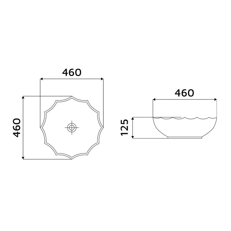 Lavabo da appoggio in vetro color ambra 460x460x125 mm senza piletta