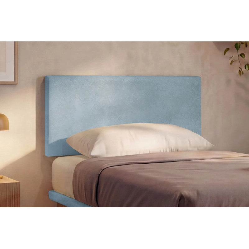 Letto imbottito Singolo 80x190 cm Flat - Con rete,Microfibra,Azzurro