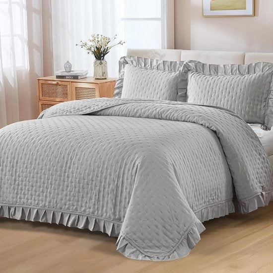 Sprei a 220x240 cm, Deken Ghiaccio, Deken Pieno 3-D, Doppia Spreda, Doppio Deken con 2 Copri Orizzontali 50x75 cm per Camera da Letto o come Spreda per Soggiorno
