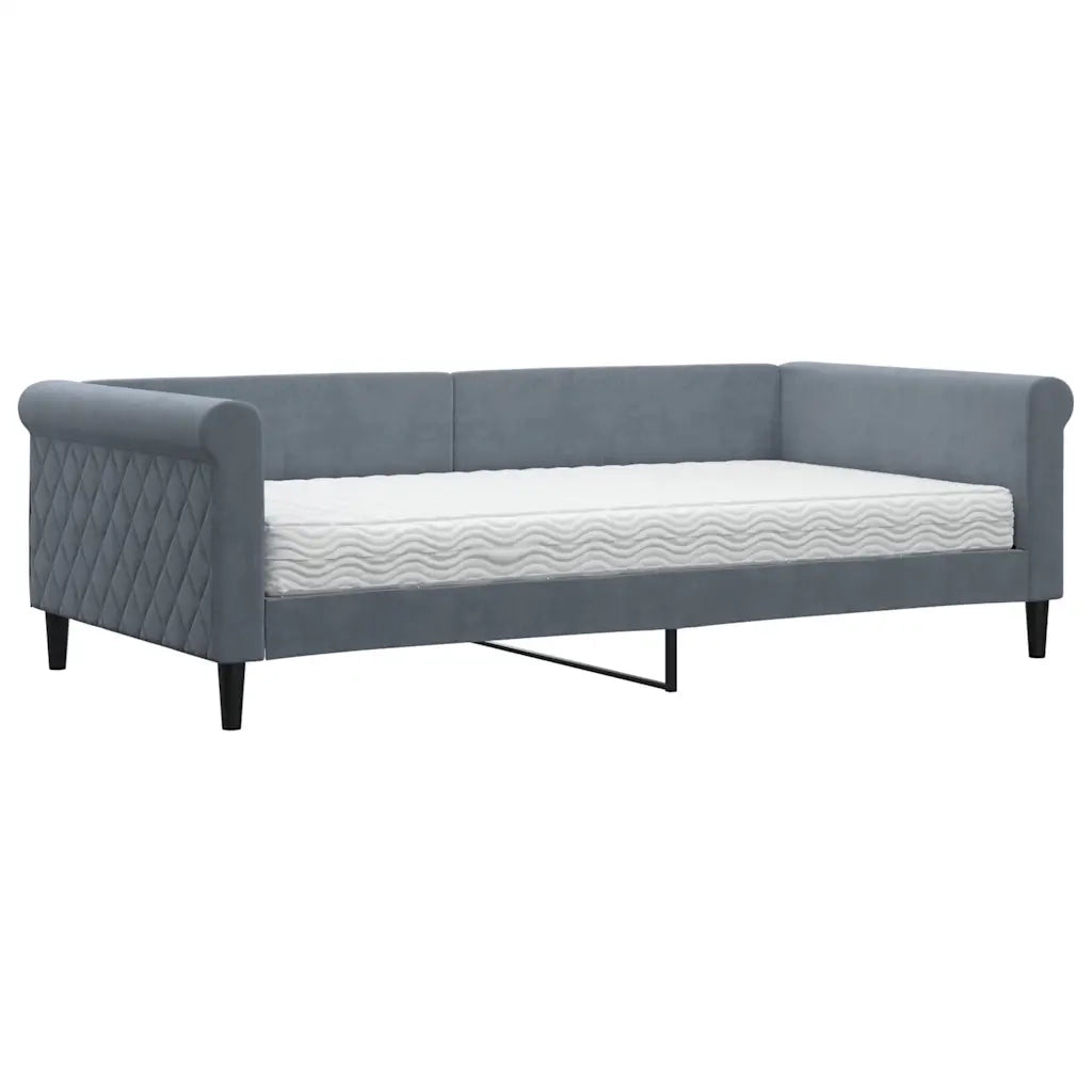 Divano letto | Sof¨¤ letto | Letto singolo con Materasso Grigio Scuro 100x200 cm in Velluto