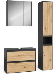 Set di mobili da bagno Majest, Antracite/Artisan, 3 parti