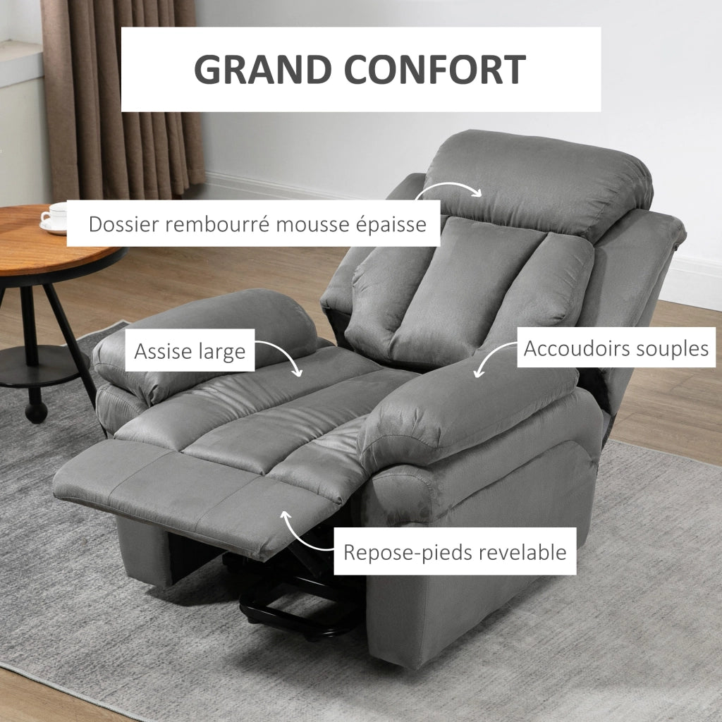 Poltrona Relax Elettrica Reclinabile con Poggiapiedi Regolabile ¨C Zephmum ¨C Grigio