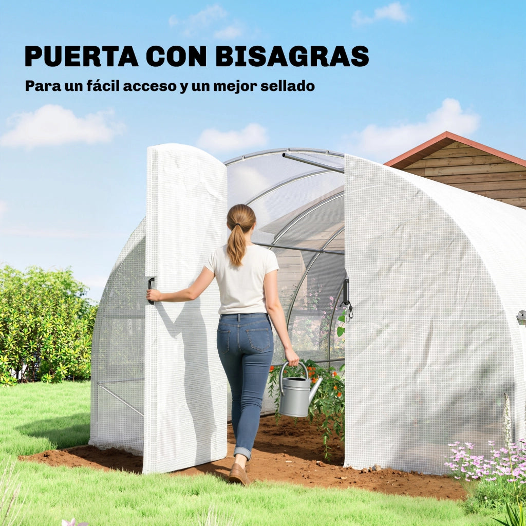 Tunnel Serra 6x3x2 m ¨C Zephmum ¨C Bianco Acciaio Galvanizzato 12 Finestre