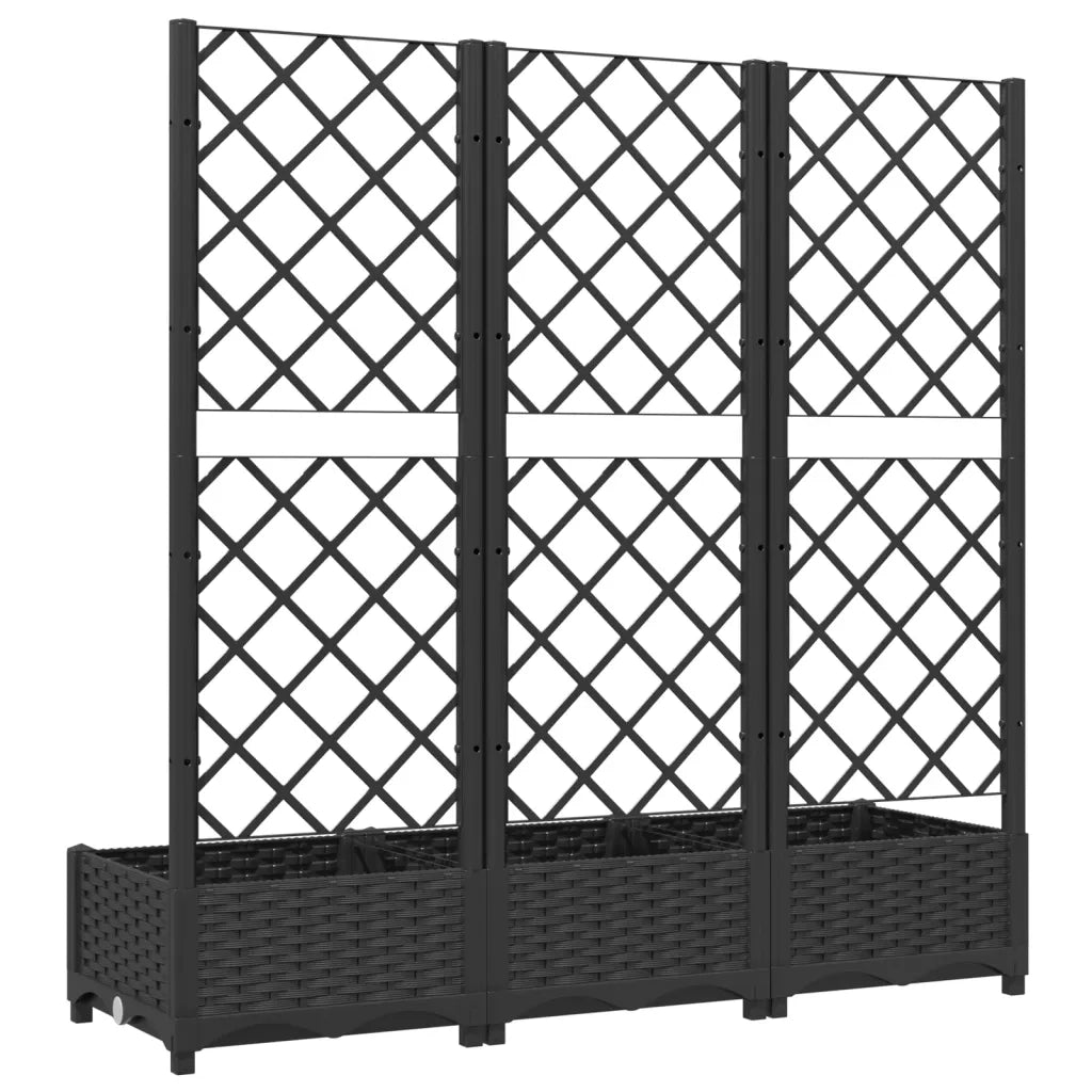Fioriera | Cassetta per fiori | Vaso da giardino con traliccio nera 120x40x121,5 cm PP