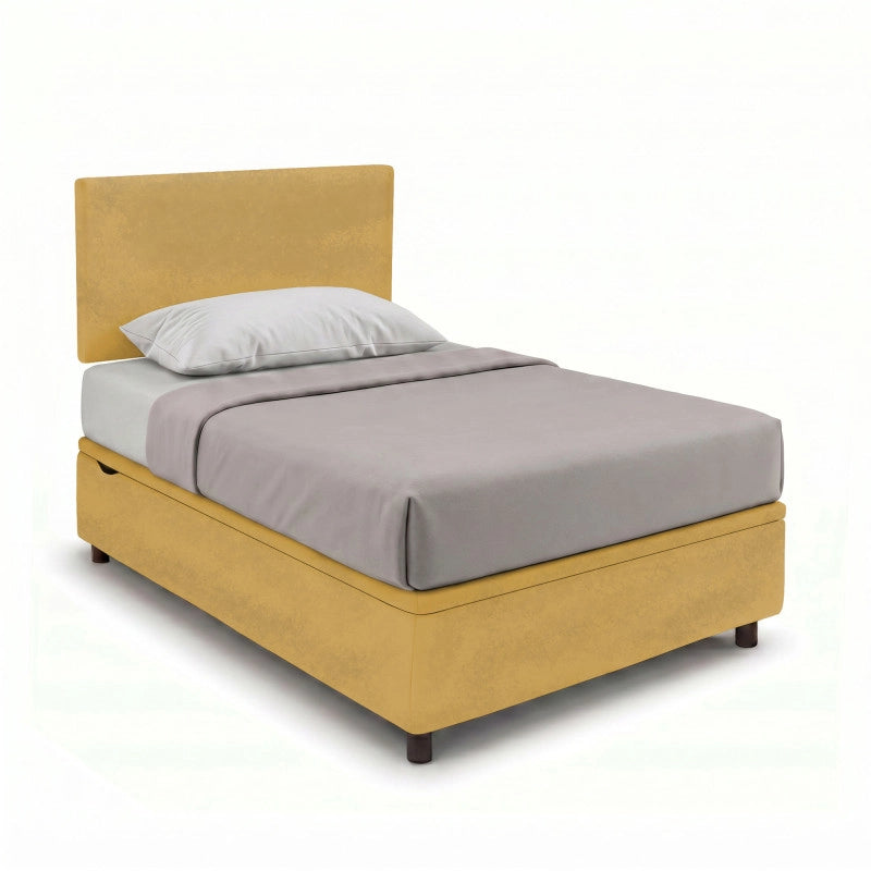 Letto imbottito Piazza e mezzo 120x200 cm Flat - Contenitore,Microfibra,Ocra