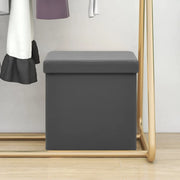 Sgabello con Contenitore Pieghevole Grigio in PVC 338782
