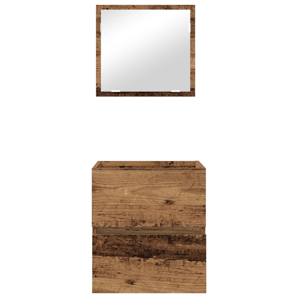 Armadio da Bagno Legno Invecchiato MDF con Impiallacciatura in Legno