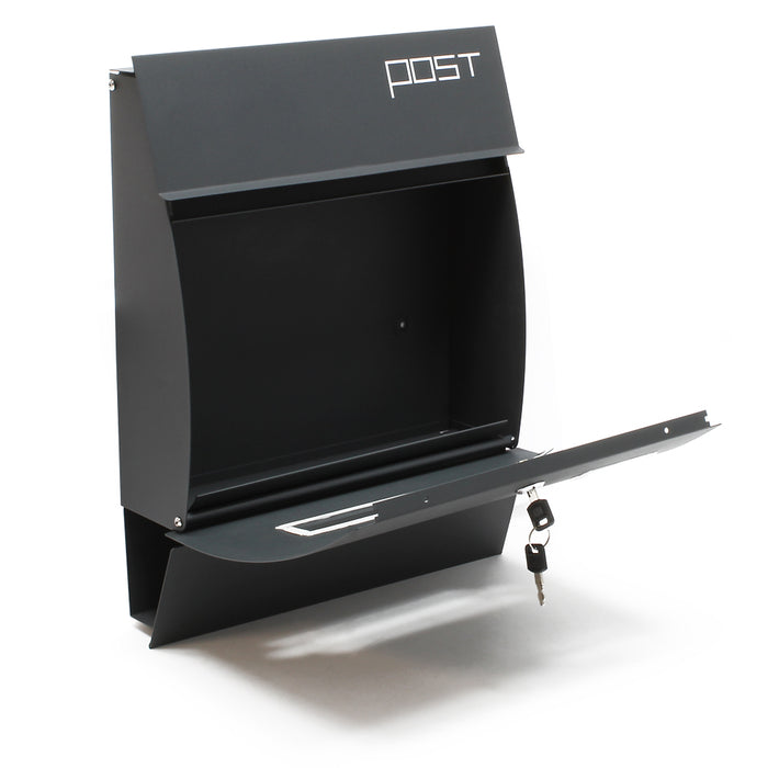 Cassetta postale con portagiornale V4 antracite 350 x 95 x 445 mm con vetrino nome