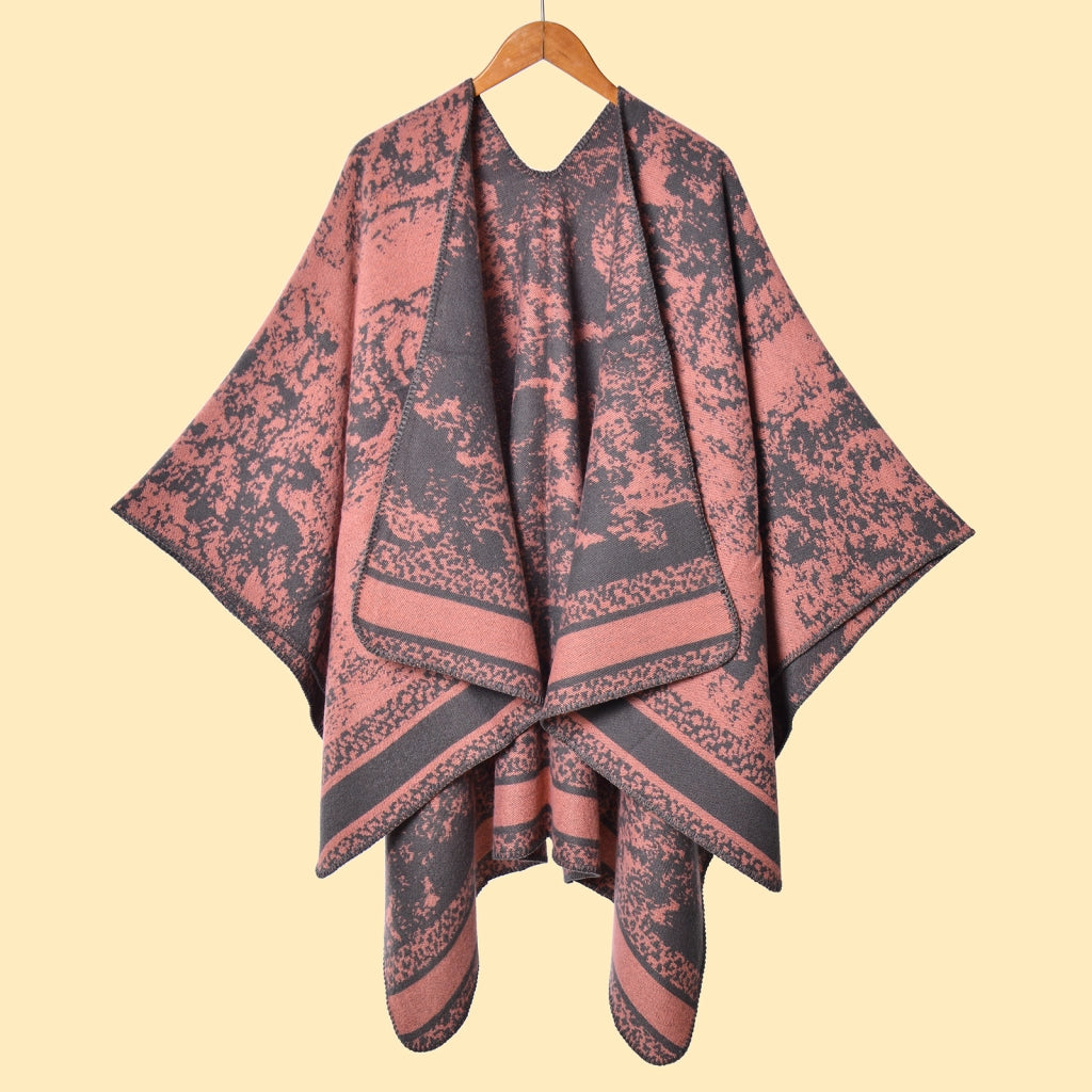 Sciarpa/stola da donna, stile foresta, spessa e calda, in cashmere, double face, con spacchi
