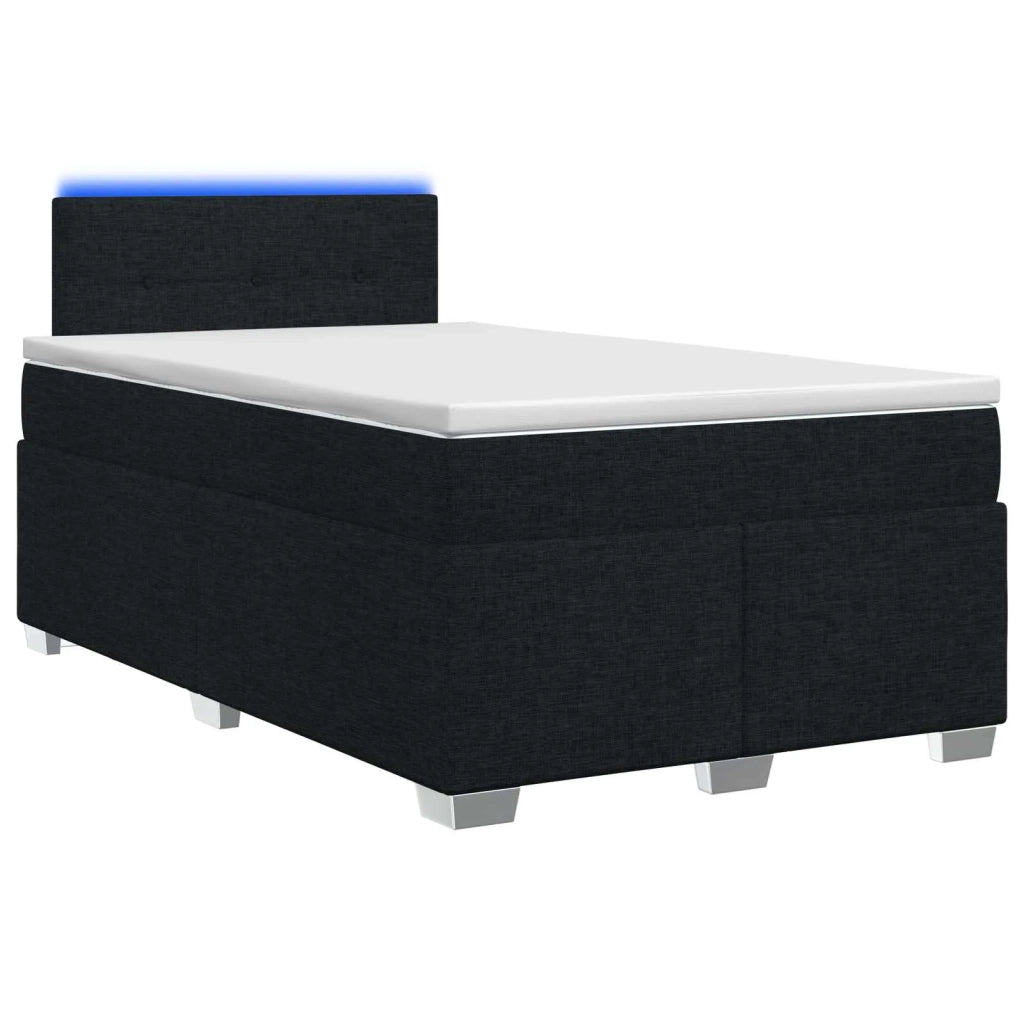 Letto con Box Spring, Materasso e LED Nero 120 x 200 cm Tessuto 3451919