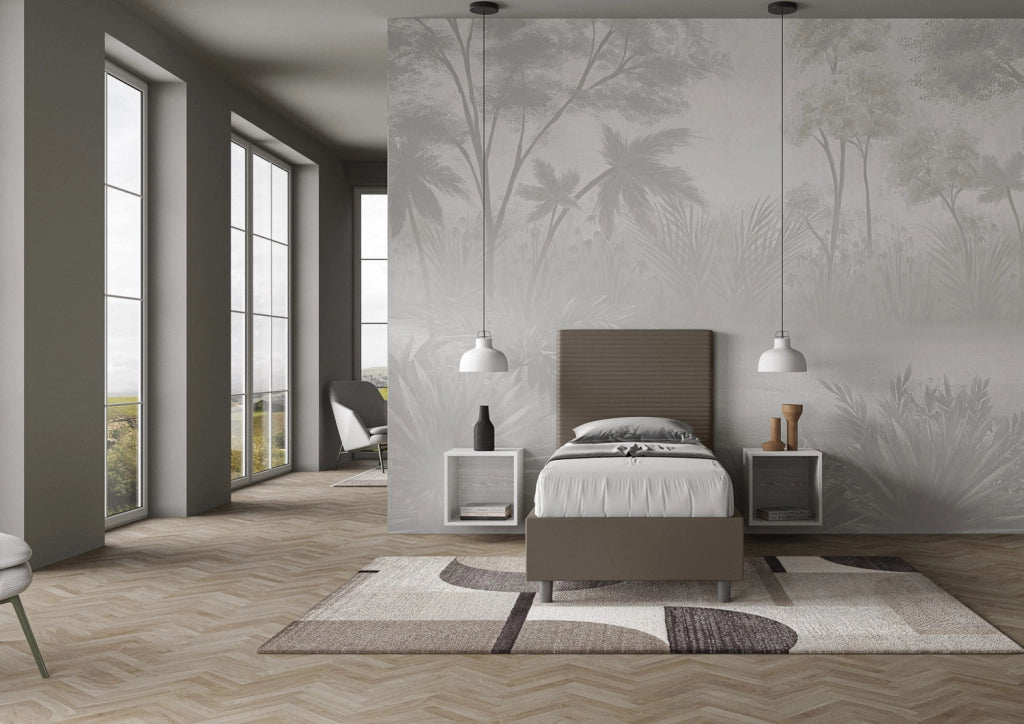 Letto Singolo 80x190 cm con Rete e Contenitore Focus Cappuccino