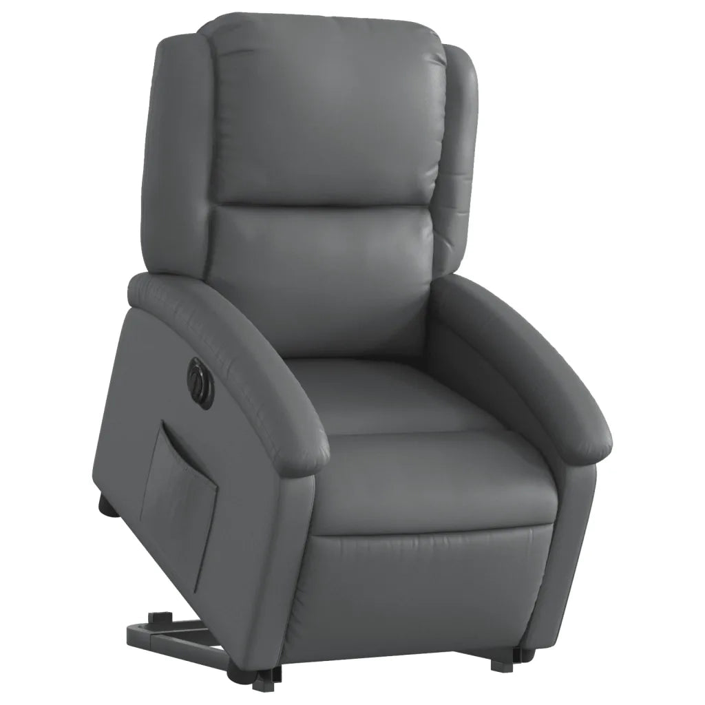Poltrona Alzapersona Reclinabile Grigio in Similpelle