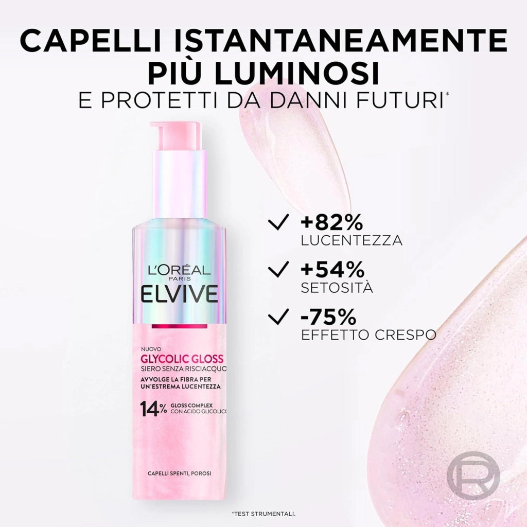 L'ORÉAL PARIS ELVIVE SIERO SENZA RISCIACQUO PER CAPELLI SPENTI E POROSISENZA SOLFATI GLYCOLIC GLOSS 150 ML