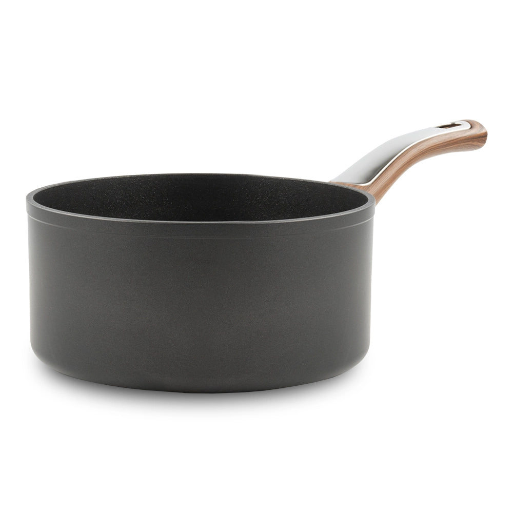 Casseruola 1 manico con coperchio Elegance Wood 18 cm doppio fondo acciaio inox, manico Soft touch