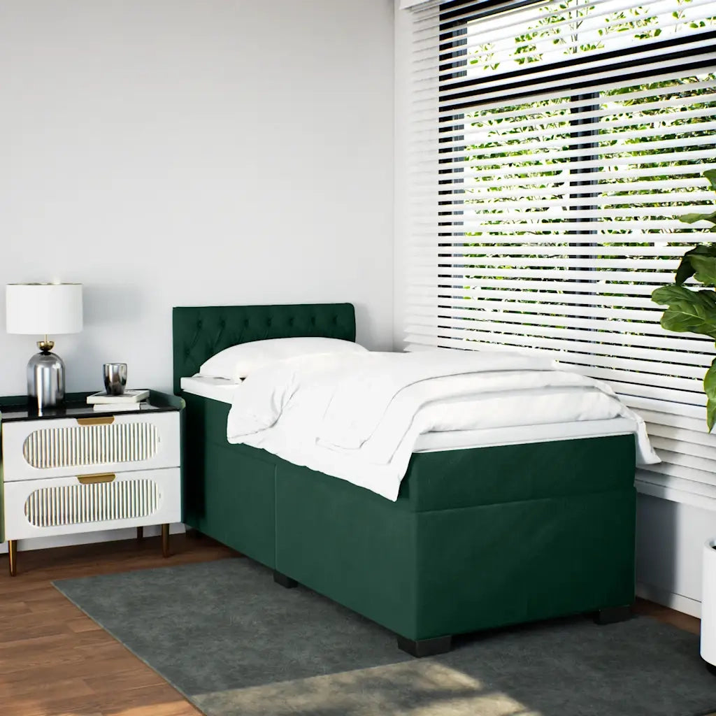 vidaXL Giroletto a Molle con Materasso Verde Scuro 90x200 cm Velluto