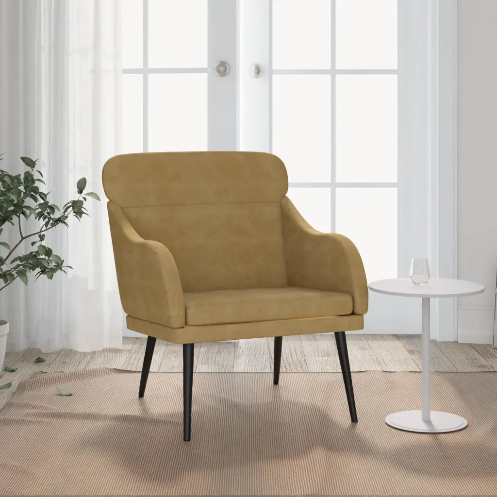 Poltrona Marrone 63x76x80 cm Velluto cod mxl 14905