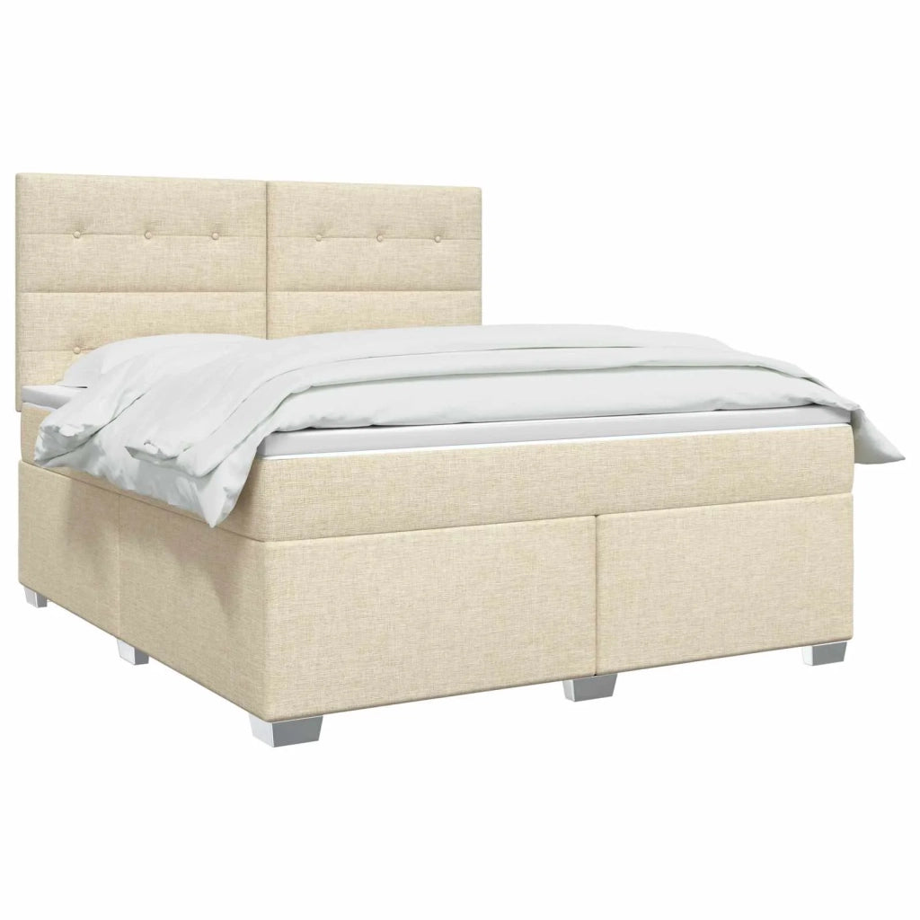 Letto box spring con materasso Crema 160 x 200 cm Tessuto 3453449