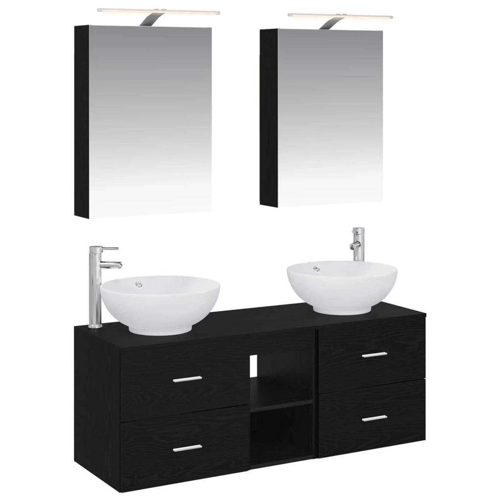 Set di mobili per il bagno 5 pcs Rovere Nero 3406952