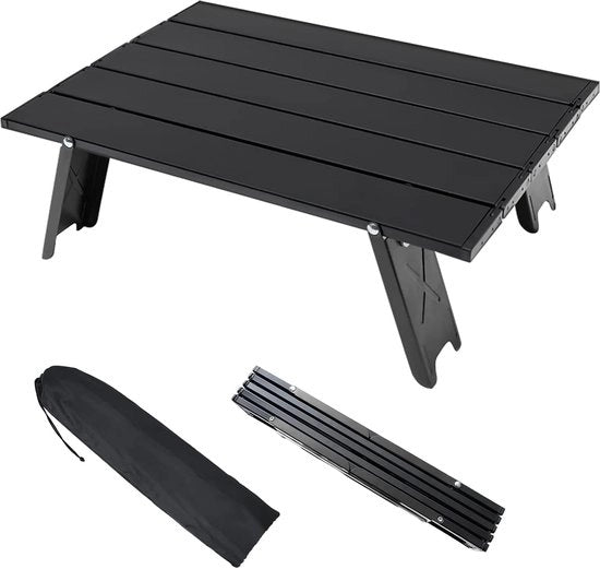 Tavolo da campeggio pieghevole - leggero, trasportabile - nero - alluminio