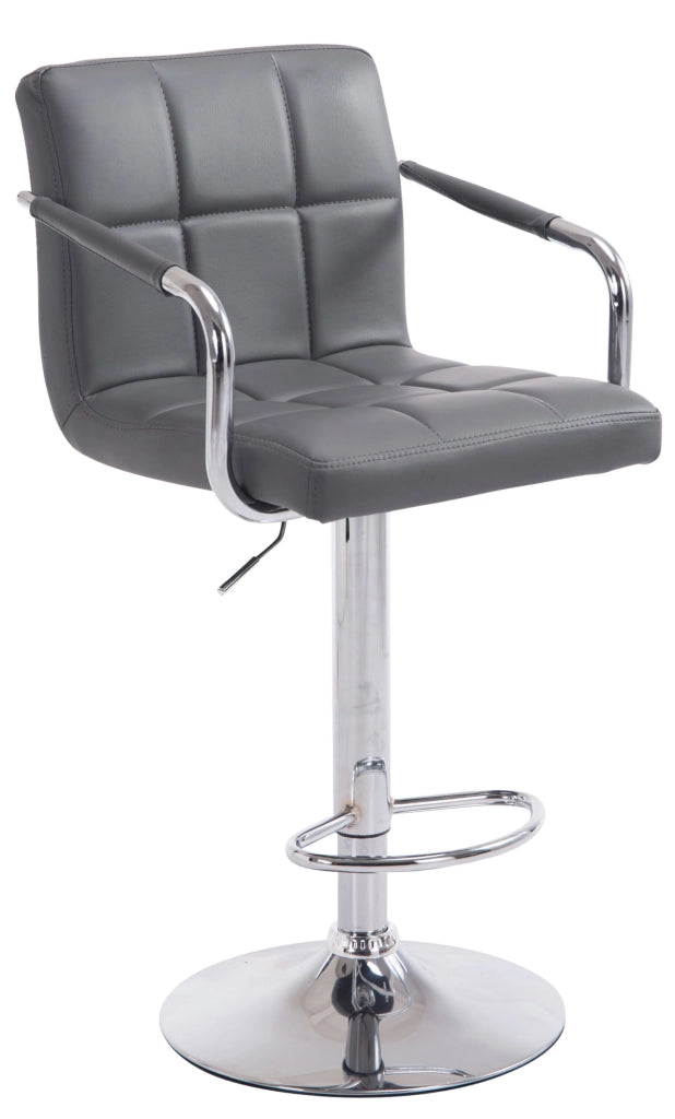 Sgabello Lucy V2 in similpelle grigio,cromo