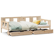 Letto singolo | Letto per adulti | Dormeuse con Cassetti 90x190 cm in Legno Massello Pino