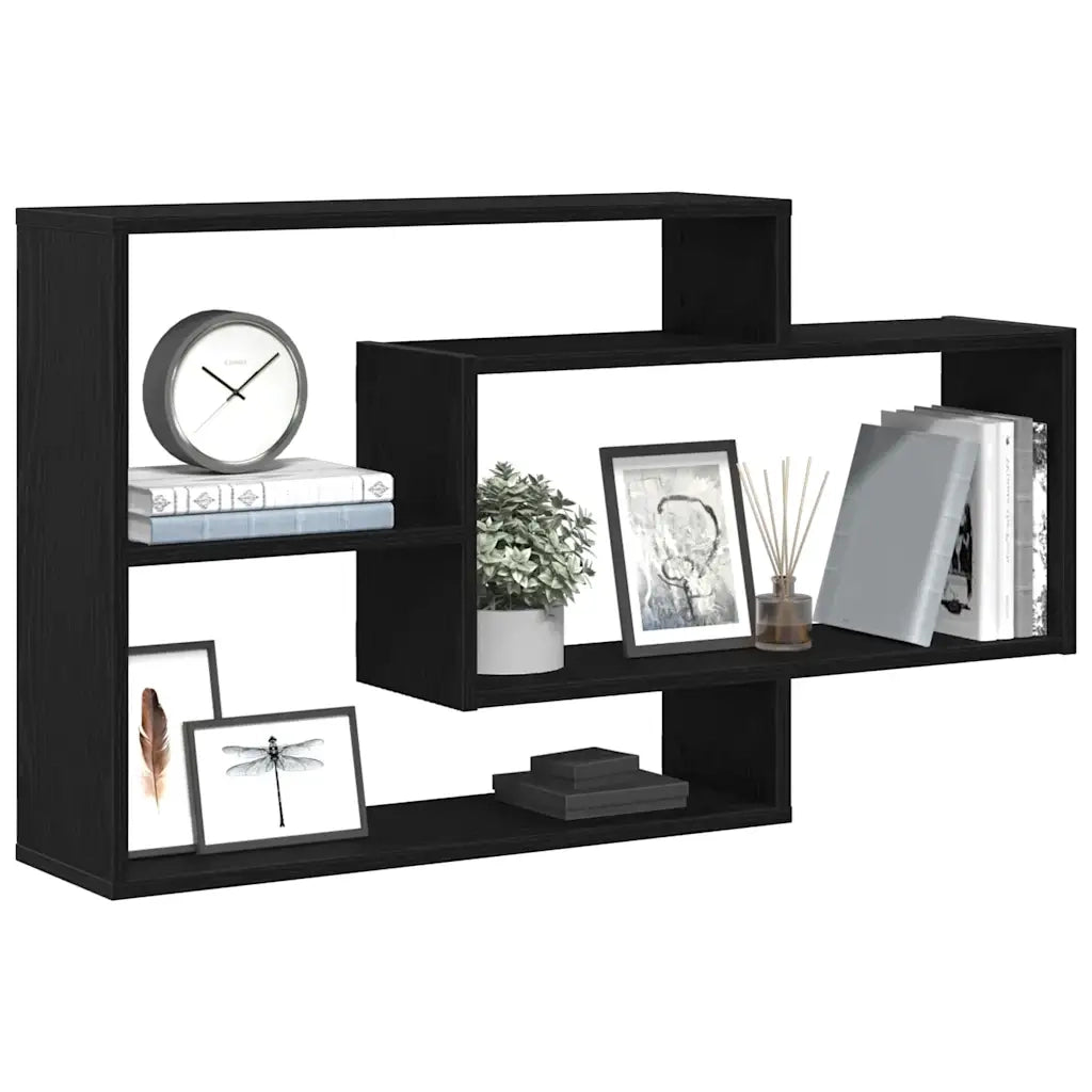 Mensola da parete Rovere Nero 104x20x58,5 cm in Legno Multistrato 862418