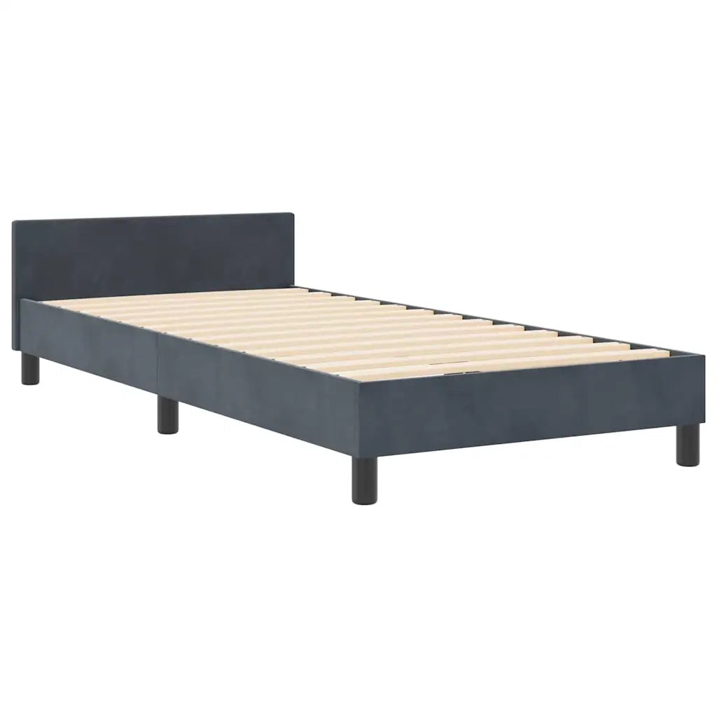 Letto a molle con testiera Grigio scuro 100 x 200 cm Velluto 3344988