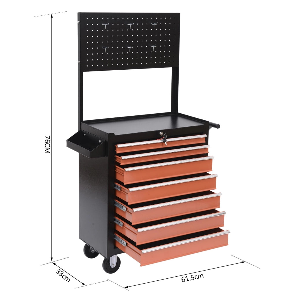 EasyComfort Carrello Porta Utensili Attrezzi Attrezzatura con Cassettiera 61.5 x 33 x 76cm Nero e Arancione