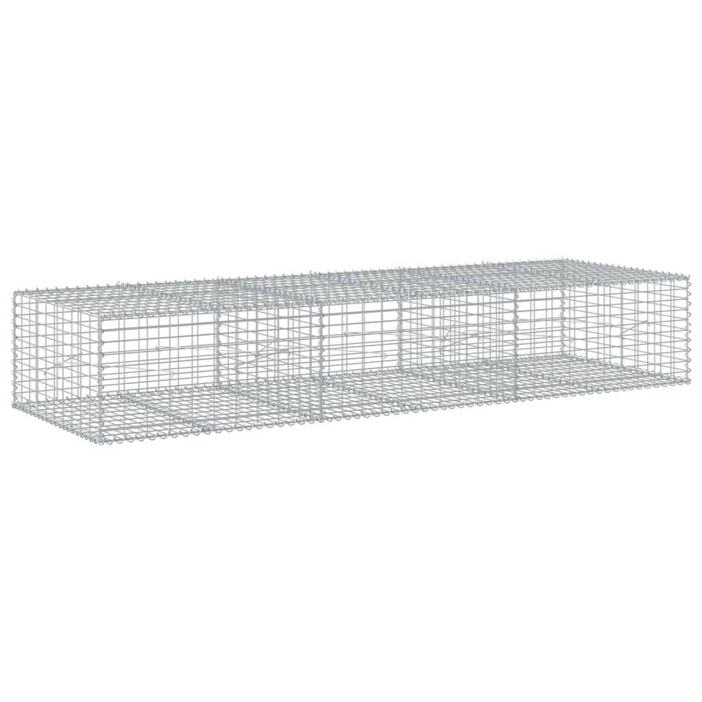 Gabbione recinto a gabbia muro di contenimento con coperchio 300 x 100 x 50 cm ferro zincato argento 02_0040152