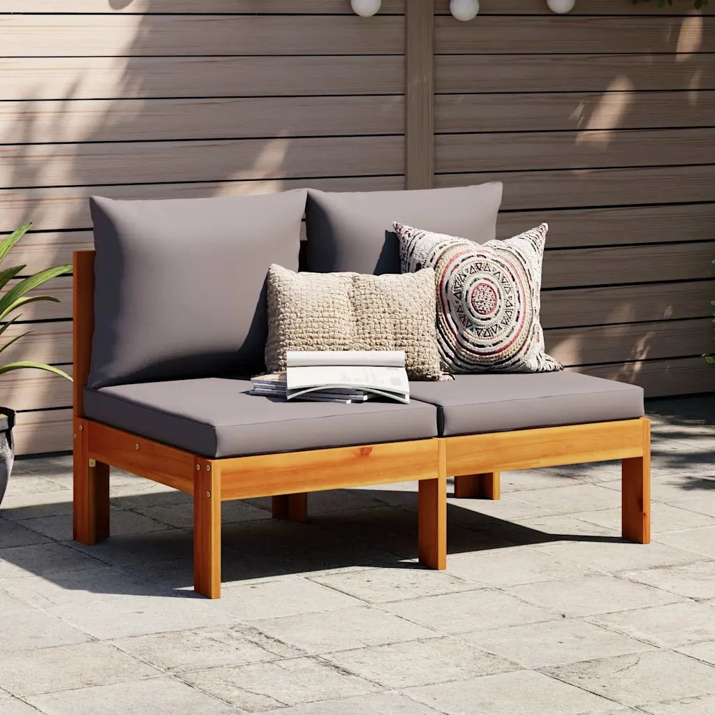 Divano Giardino Senza Braccioli Cuscini 2 Posti-Sofa da Giardino-Divanetto da esterno Massello Acacia