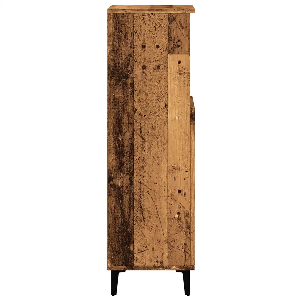 Mobiletto da bagno in legno anticato 30 x 30 x 100 cm contenitore flessibile design moderno finitura legno anticato 02_0051039