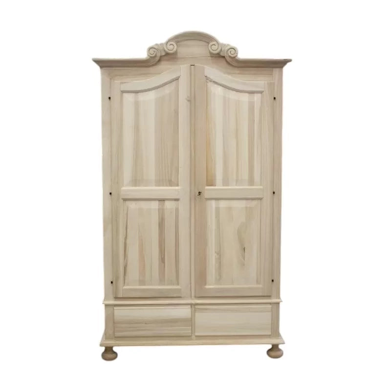 armadio classico 2 porte 2 cassetti legno grezzo 122x60x204 (1204) - Mobili 2G