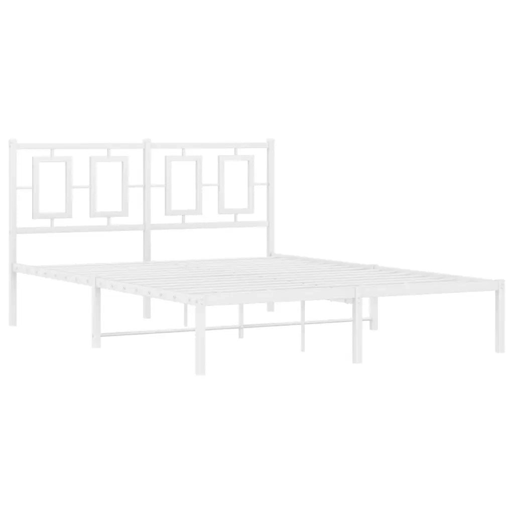 Giroletto con Testiera-Struttura Letto con testiera Metallo Bianco 140x190 cm 950203