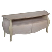 Porta tv  classico in legno bombato 2 cassetti grezzo l.141 p.45 h.62 (3267) - Mobili 2G