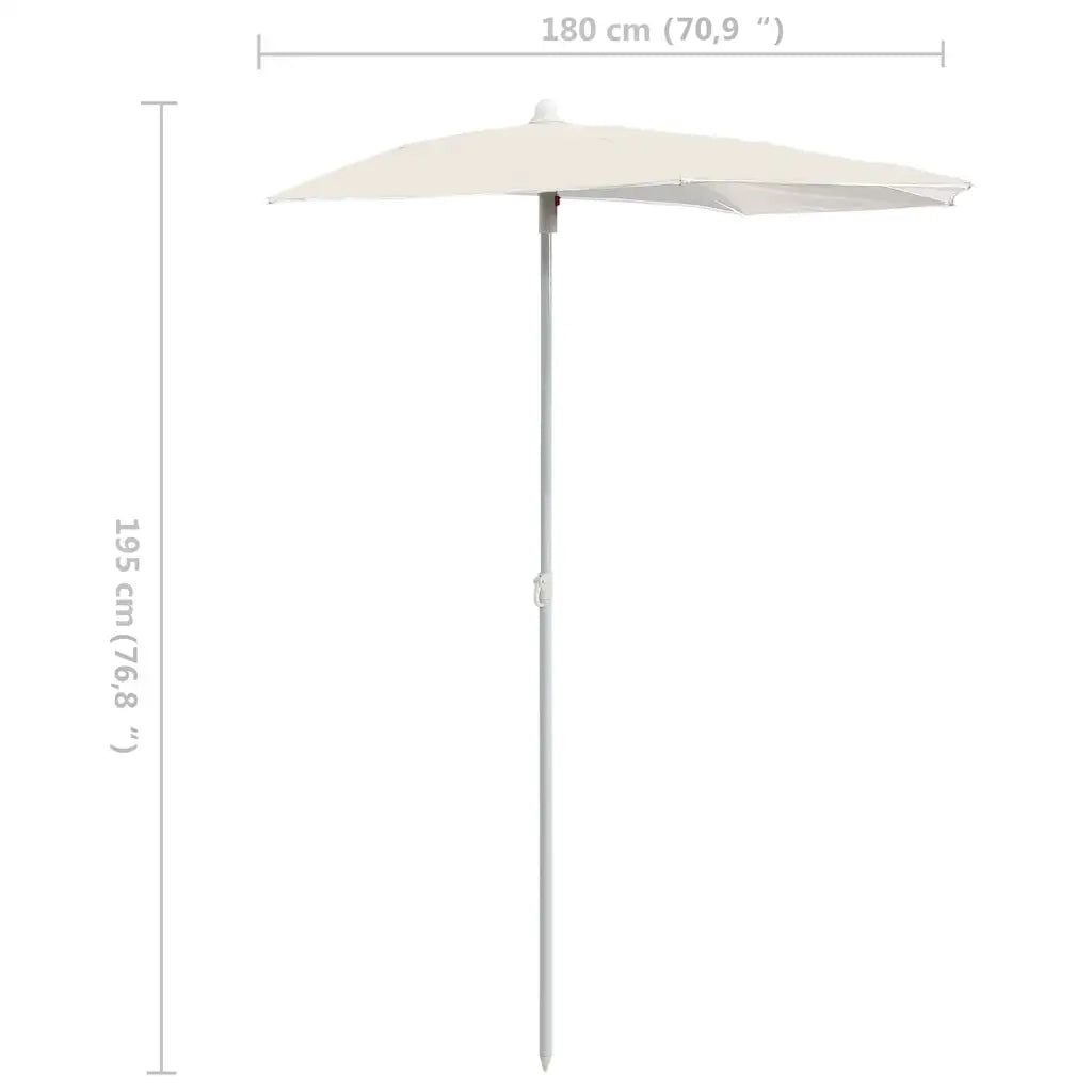 Ombrello | Parasolne Semicircolare da Giardino con Palo 180x90 cm Sabbia
